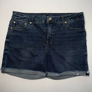 Seven7 Womens Denim Shorts Size 12 Blue Jean Shorts Stretch Cuffed Hem NWOT